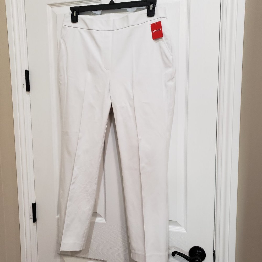 Spanx Slim Straight Pant Womens Size XL Classic White NWT $148 Slimming Cotton
